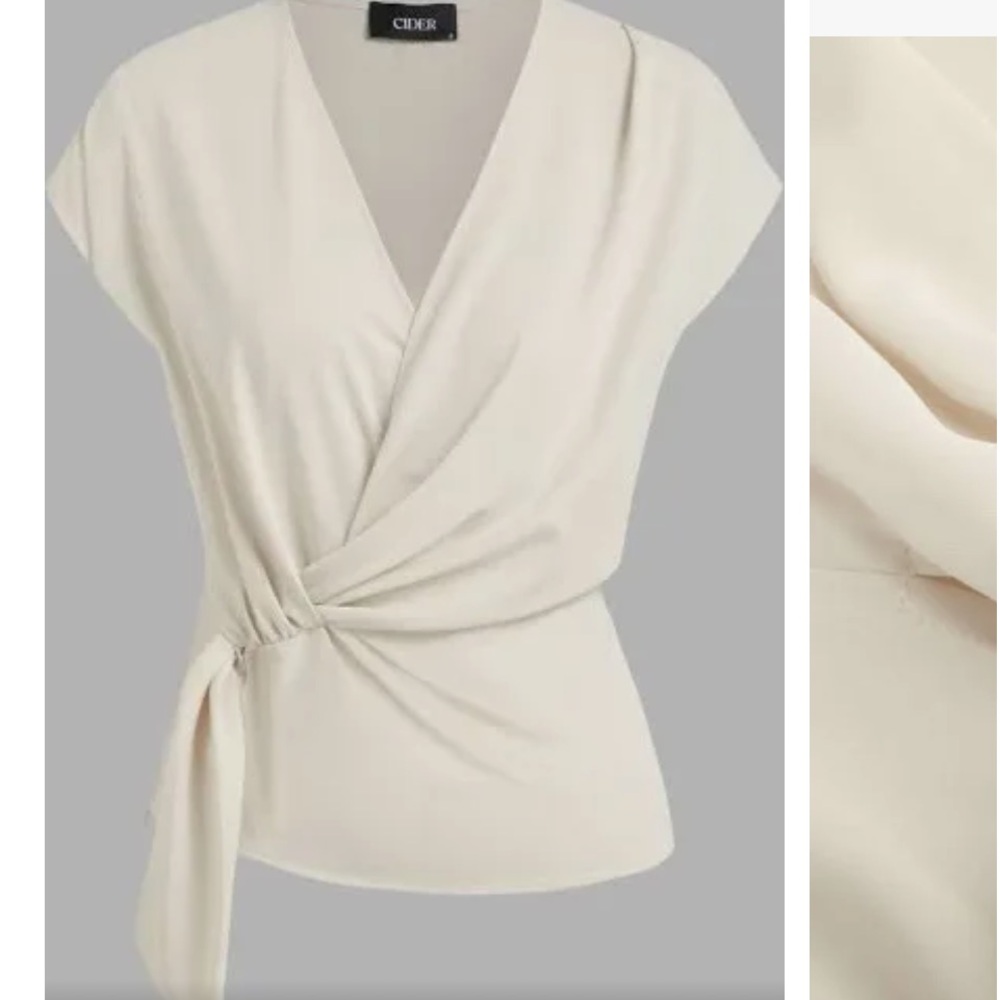 Zara Cream Wrap Tie Front Blouse